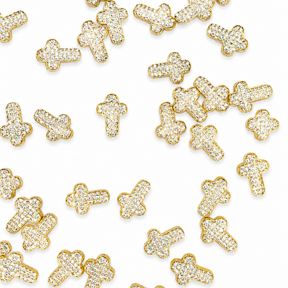 GOLD CRYSTAL CROSS CHARM PENDANT
