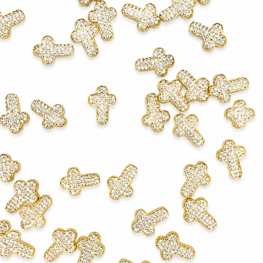 GOLD CRYSTAL CROSS CHARM PENDANT