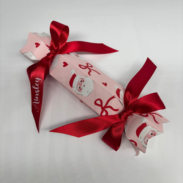 PERSONALISED CHRISTMAS CRACKERS SANTA & BOWS