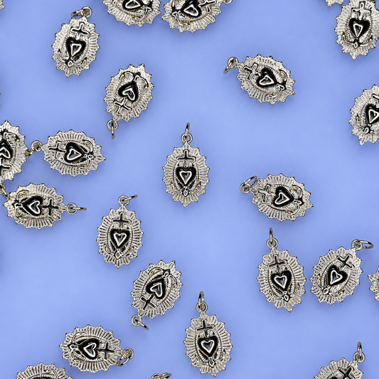 OVAL GOLD HEART CROSS CHARM PENDANT