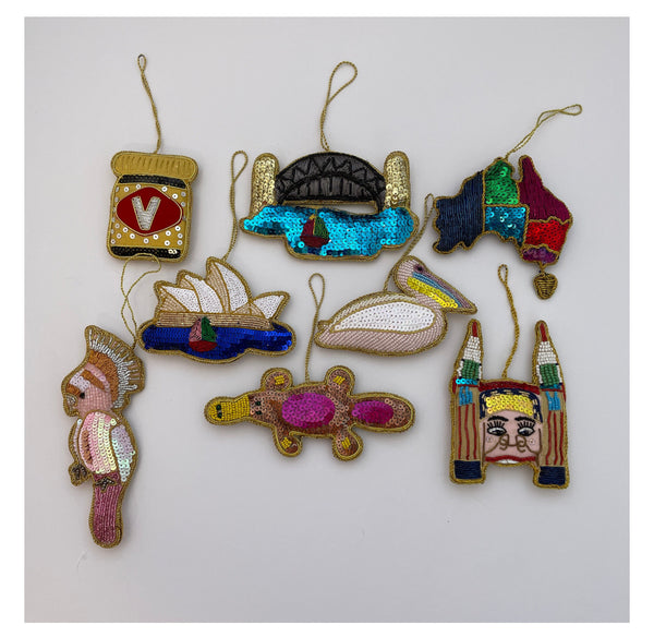 EMU BEADED CHRISTMAS ORNAMENT