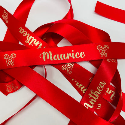 CHRISTMAS RED CUSTOM PRINT 20MM RIBBON