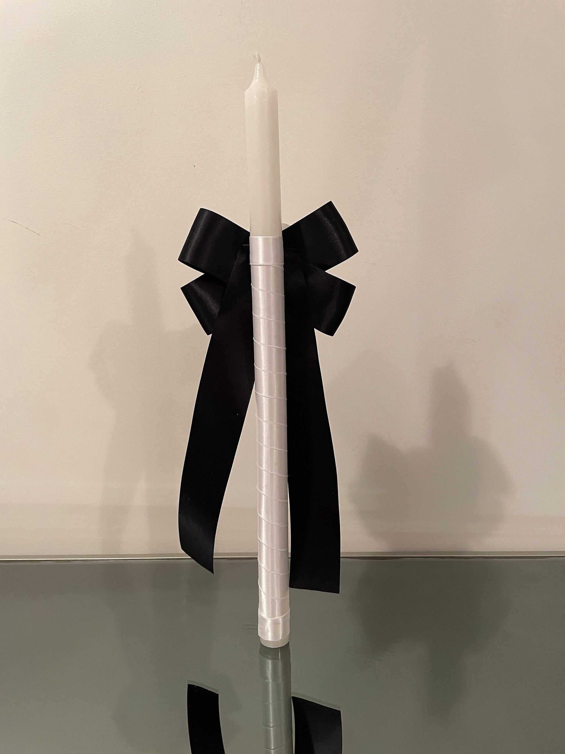 Black and White Camellia Flower Candle For Easter Palm Sunday Christening Baptism