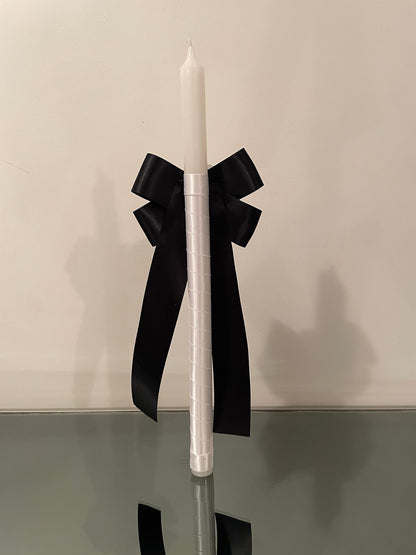 Black and White Camellia Flower Candle For Easter Palm Sunday Christening Baptism