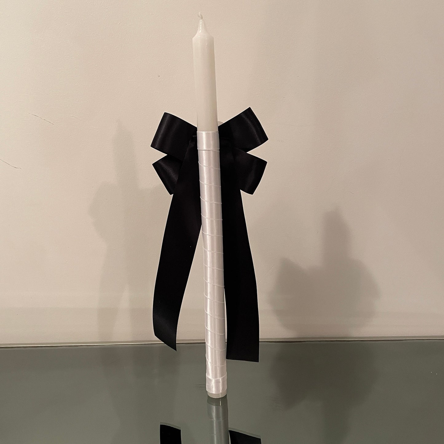 Black and White Camellia Flower Candle For Easter Palm Sunday Christening Baptism