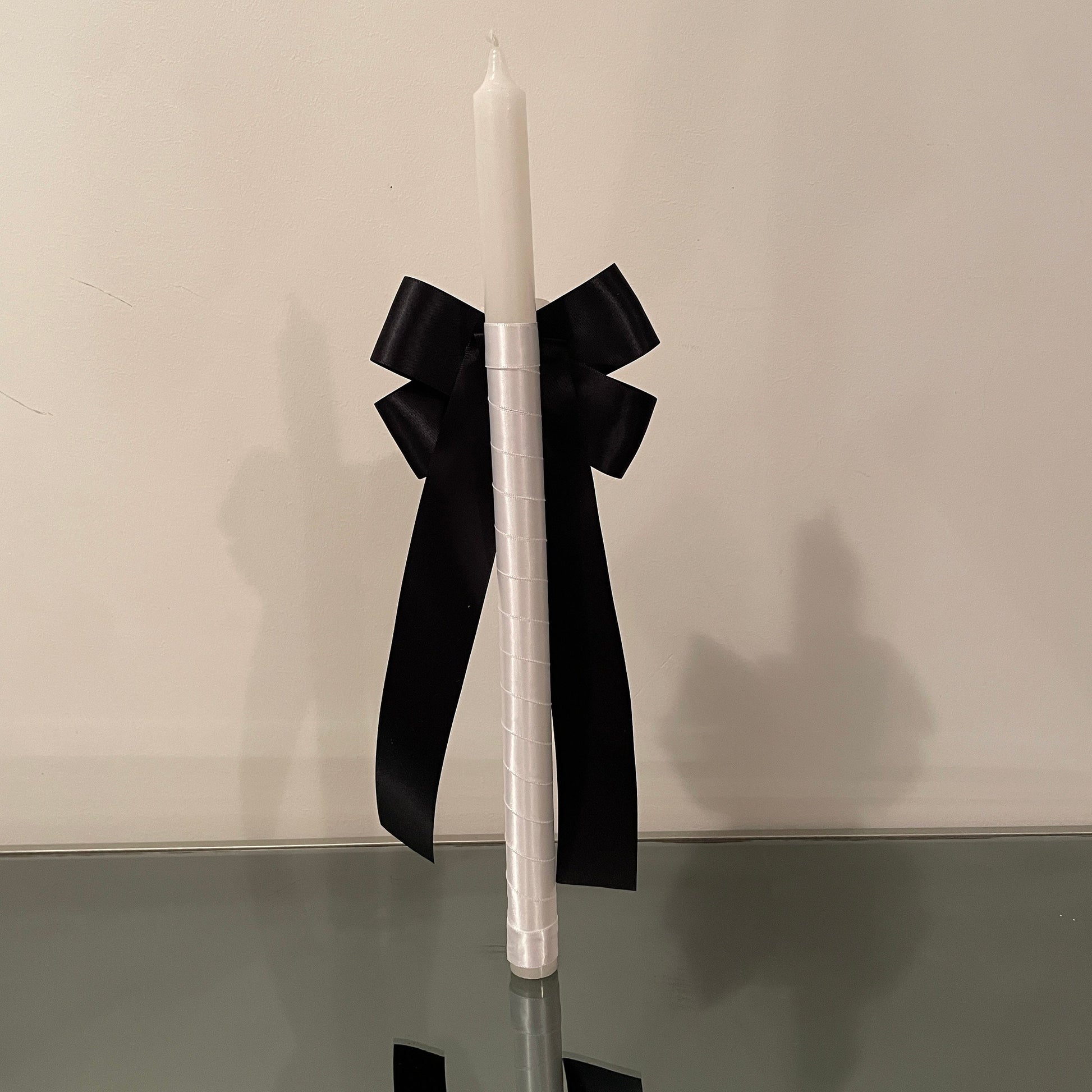 Black and White Camellia Flower Candle For Easter Palm Sunday Christening Baptism