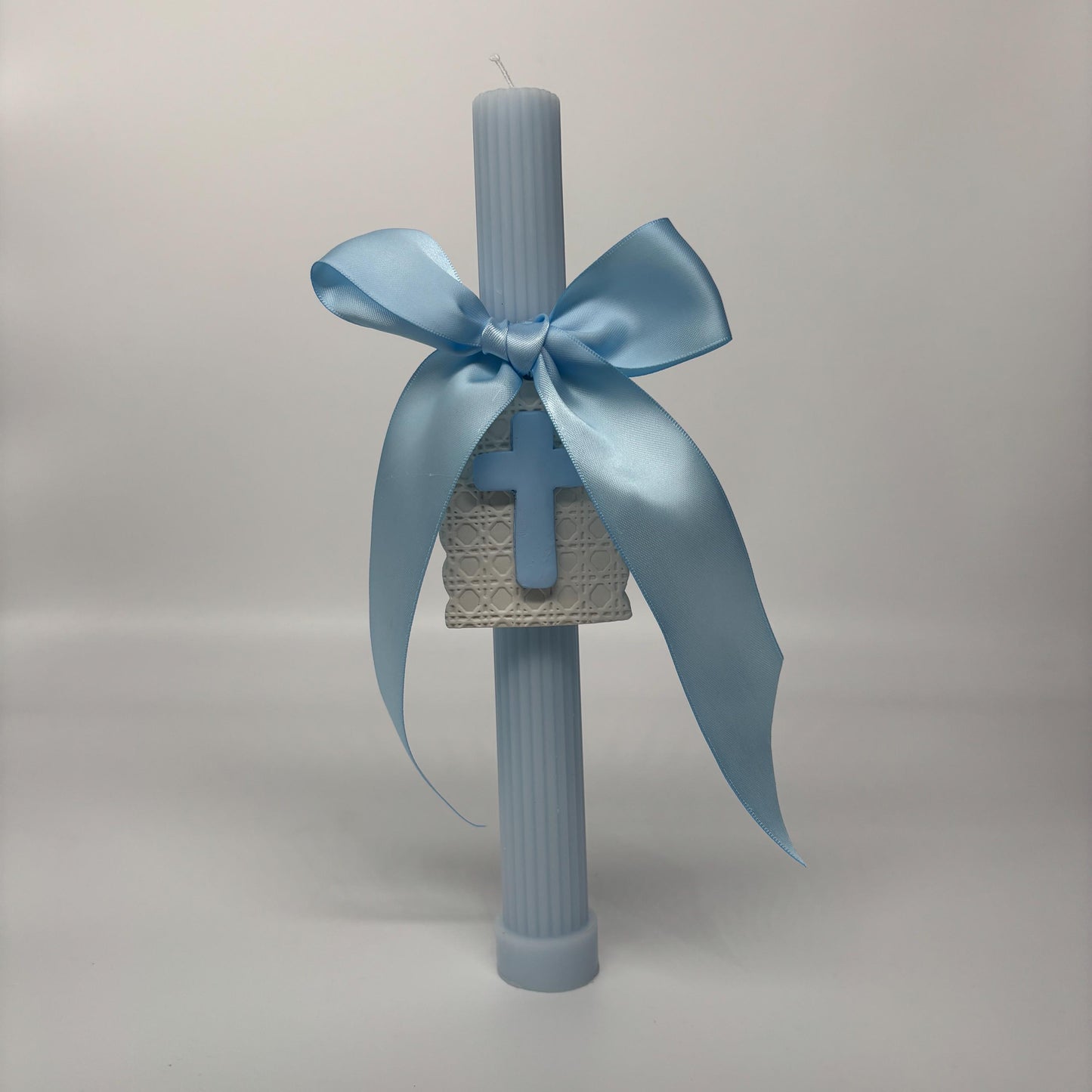 Blue and White Easter Palm Sunday Candle Lambatha Orthodox Easter