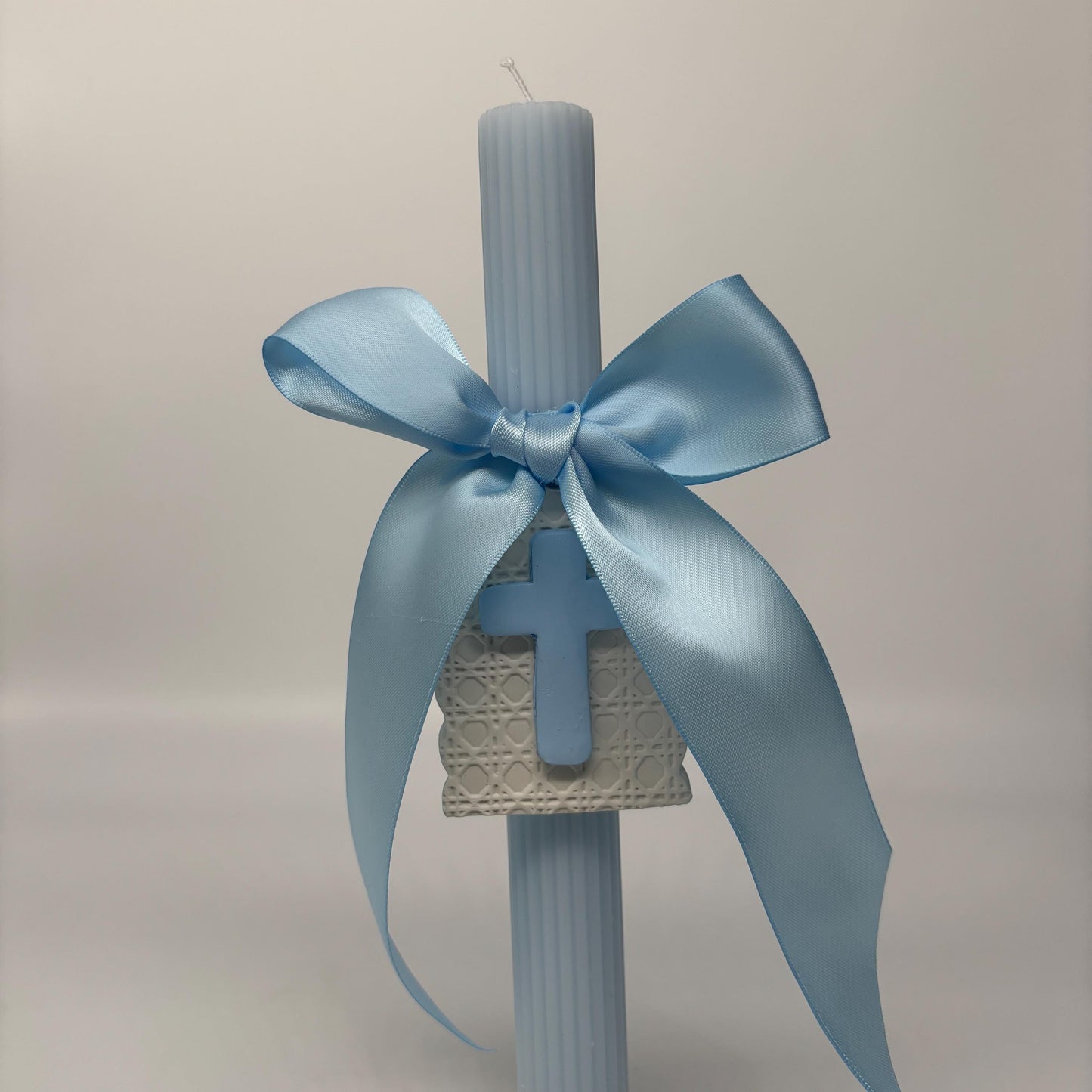 Blue and White Easter Palm Sunday Candle Lambatha Orthodox Easter