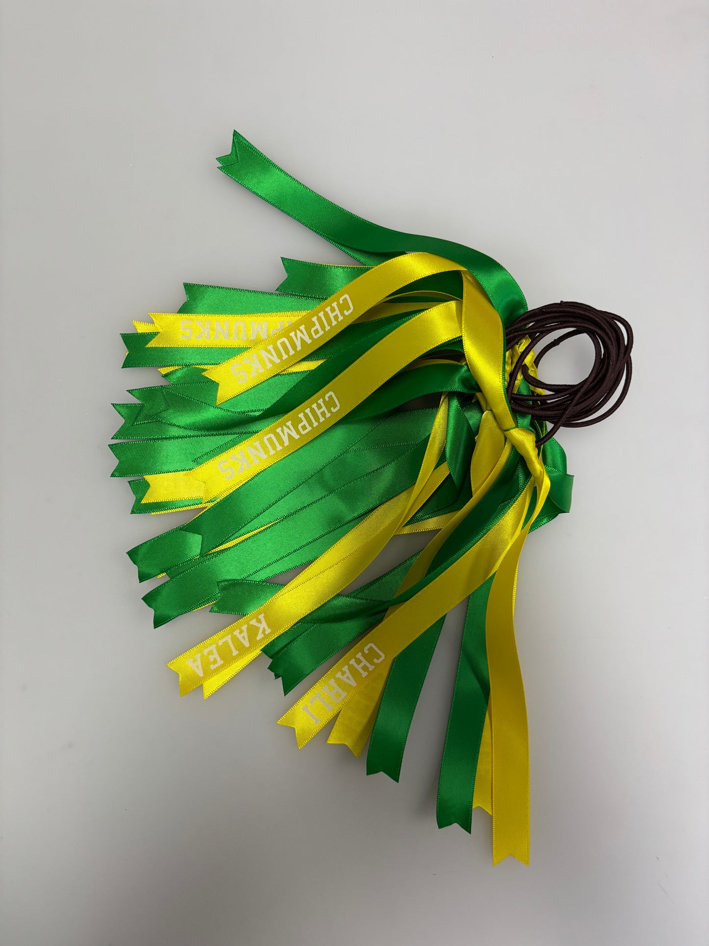 TEAM HAIR RIBBONS 2 COLOURS 15MM HORIZONTAL COLLEGE FONT