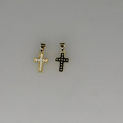 GOLD CRYSTAL CROSS CHARM PENDANT