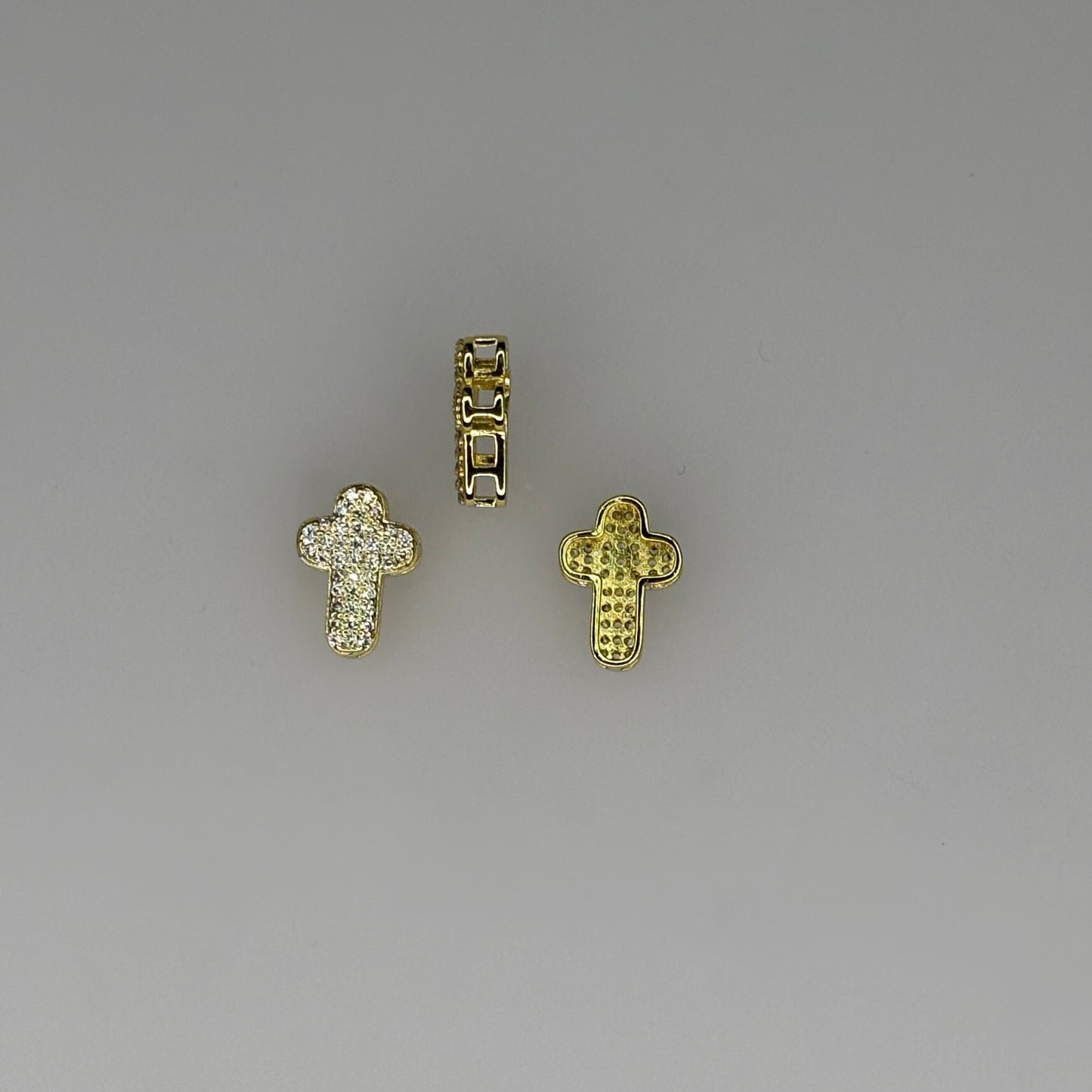 GOLD CRYSTAL CROSS CHARM PENDANT