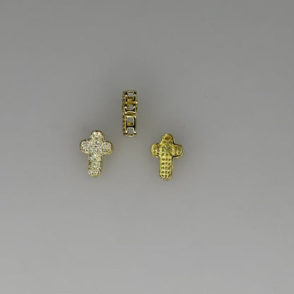 GOLD CRYSTAL CROSS CHARM PENDANT