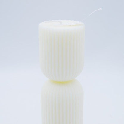 19cm HOURGLASS RIBBED PILLAR CANDLE