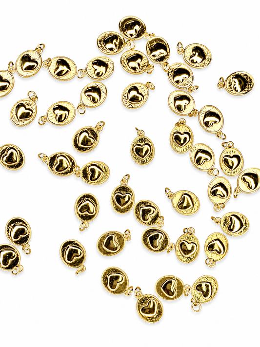 GOLD OVAL HEART CHARM PENDANT