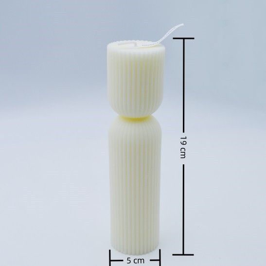 19cm HOURGLASS RIBBED PILLAR CANDLE