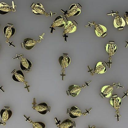 GOLD VIRGIN MARY DROP CROSS CHARM PENDANT