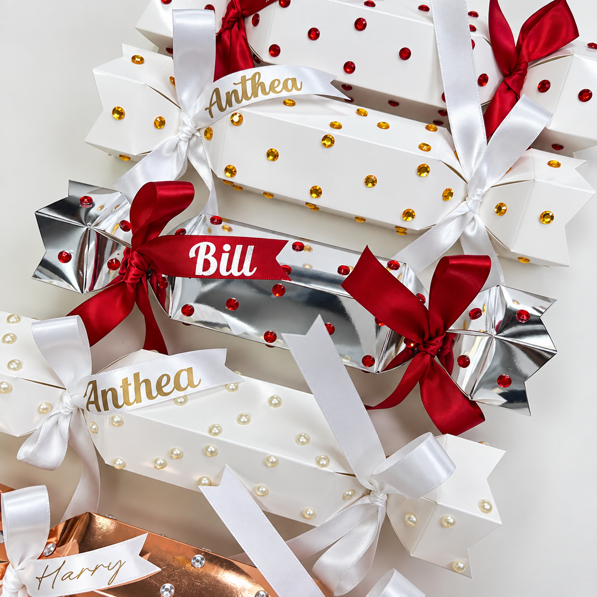 BEDAZZLED PERSONALISED CHRISTMAS CRACKERS READY MADE