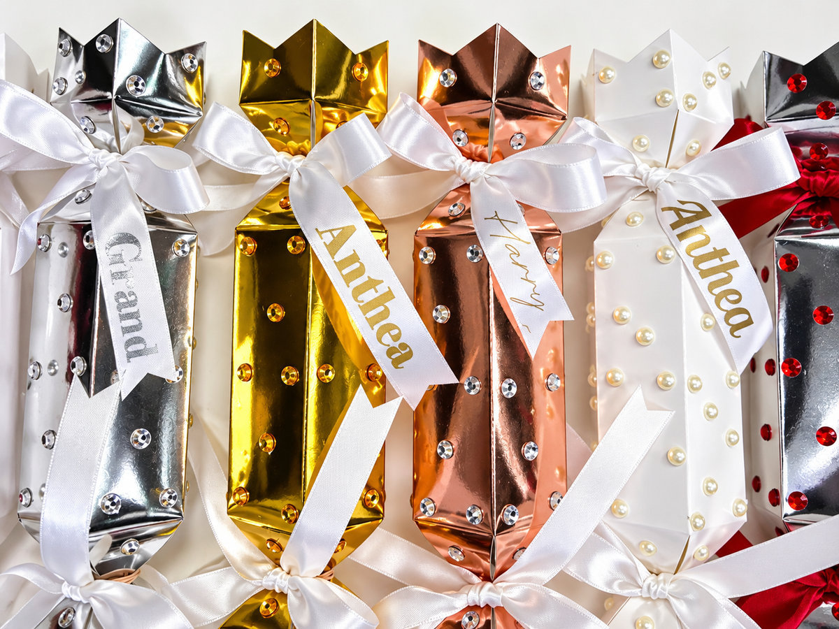 BEDAZZLED PERSONALISED CHRISTMAS CRACKERS READY MADE