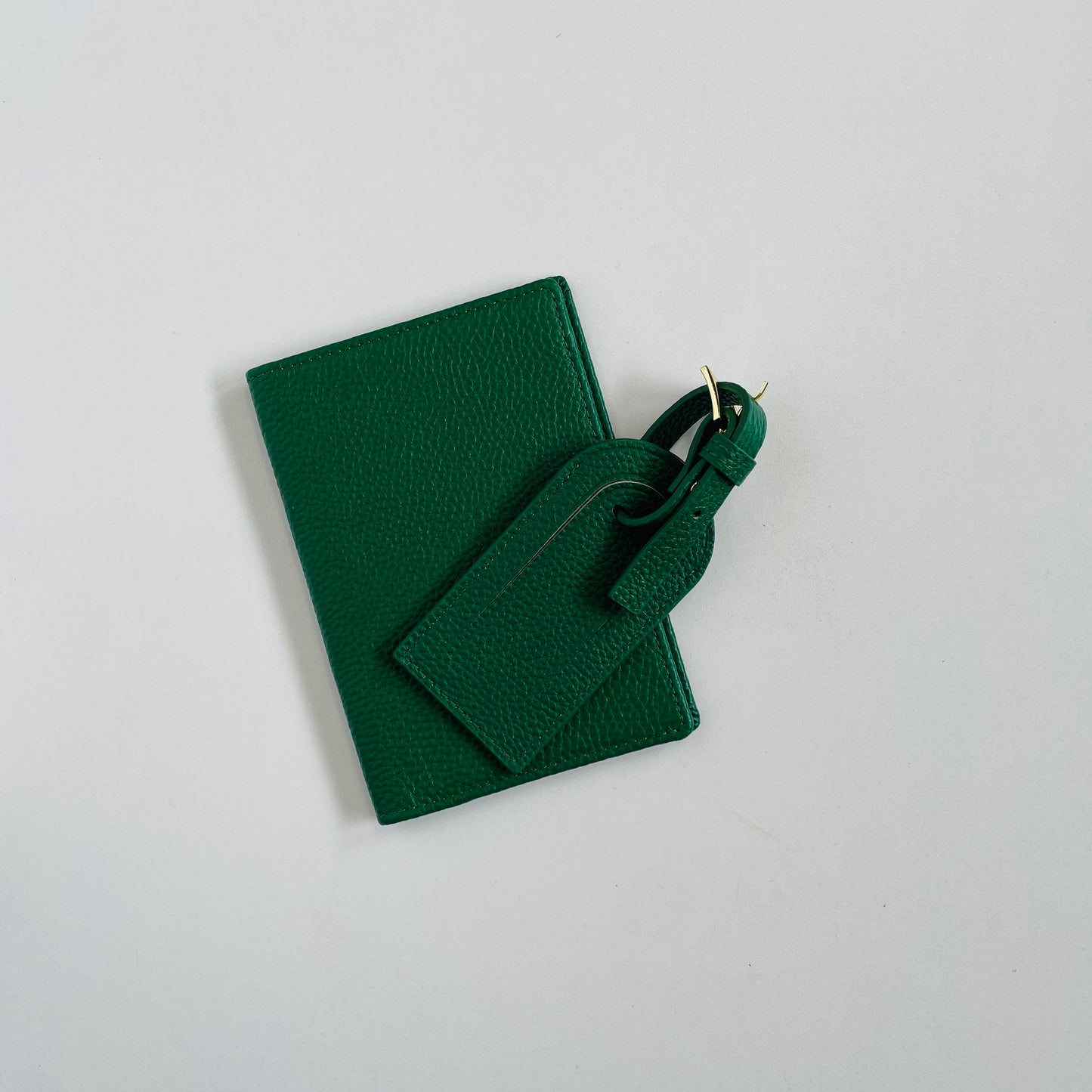 PERSONALISED LEATHER PASSPORT COVER AND LUGGAGE TAG SET EMERALD