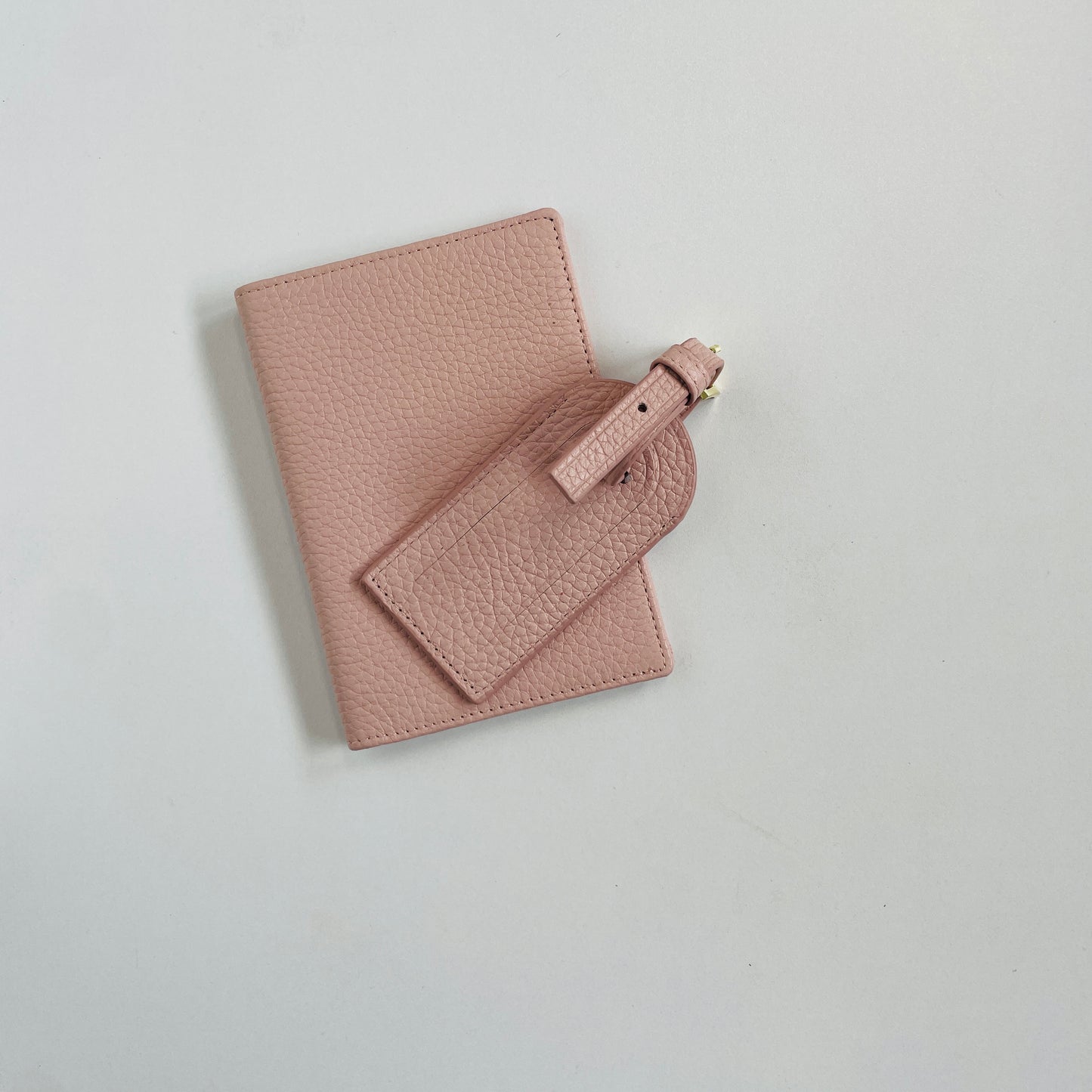 PERSONALISED LEATHER PASSPORT COVER AND LUGGAGE TAG SET PINK