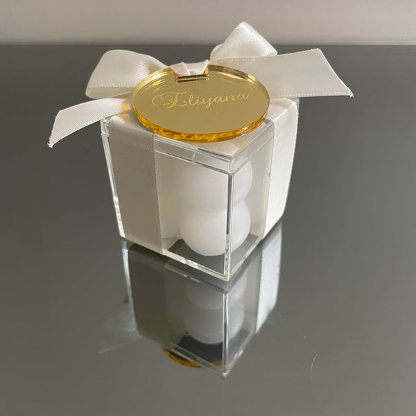 WHITE MINI BUBBLE CANDLE WITH TAG FAVORS