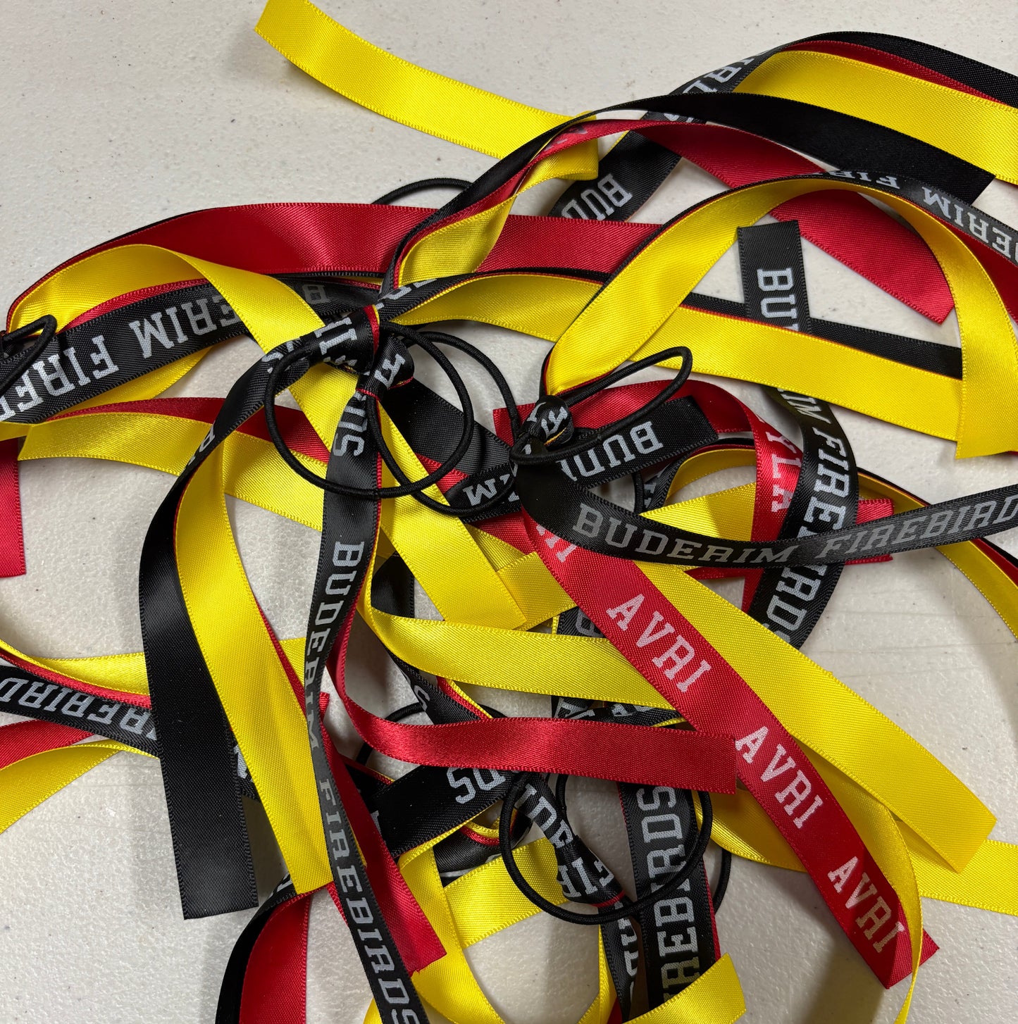 TEAM HAIR RIBBONS 3 COLOURS 15MM COLLEGE FONT