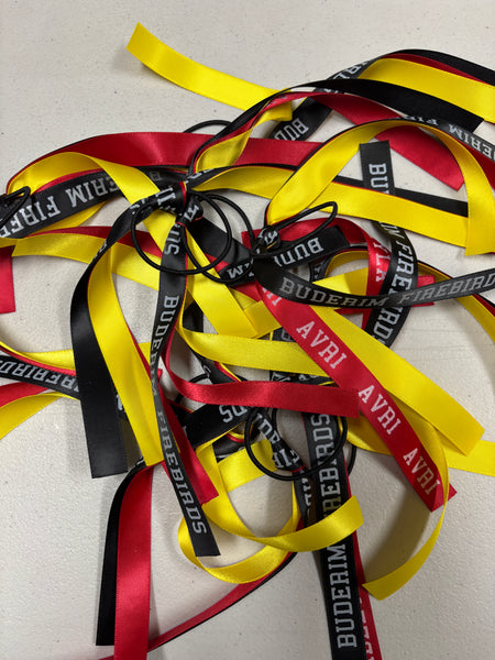 TEAM HAIR RIBBONS 3 COLOURS 15MM COLLEGE FONT