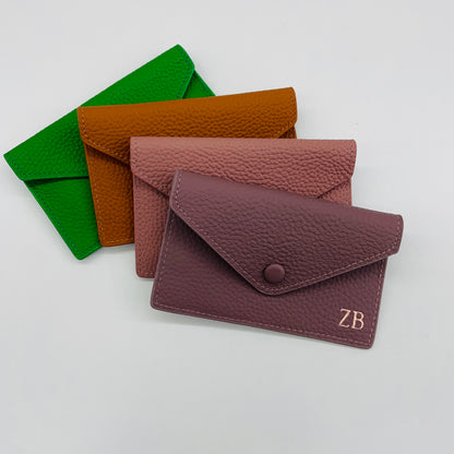 EMBOSSED PERSONALISED LEATHER MINI WALLET CARDHOLDER