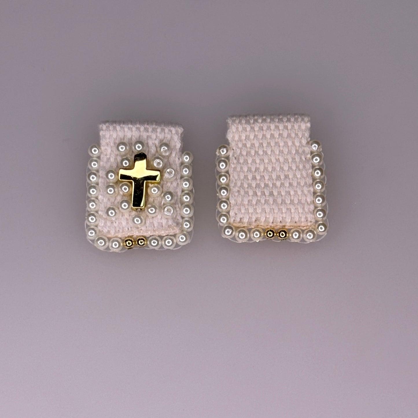 WHITE GOLD PEARL CROSS CHARM PENDANT