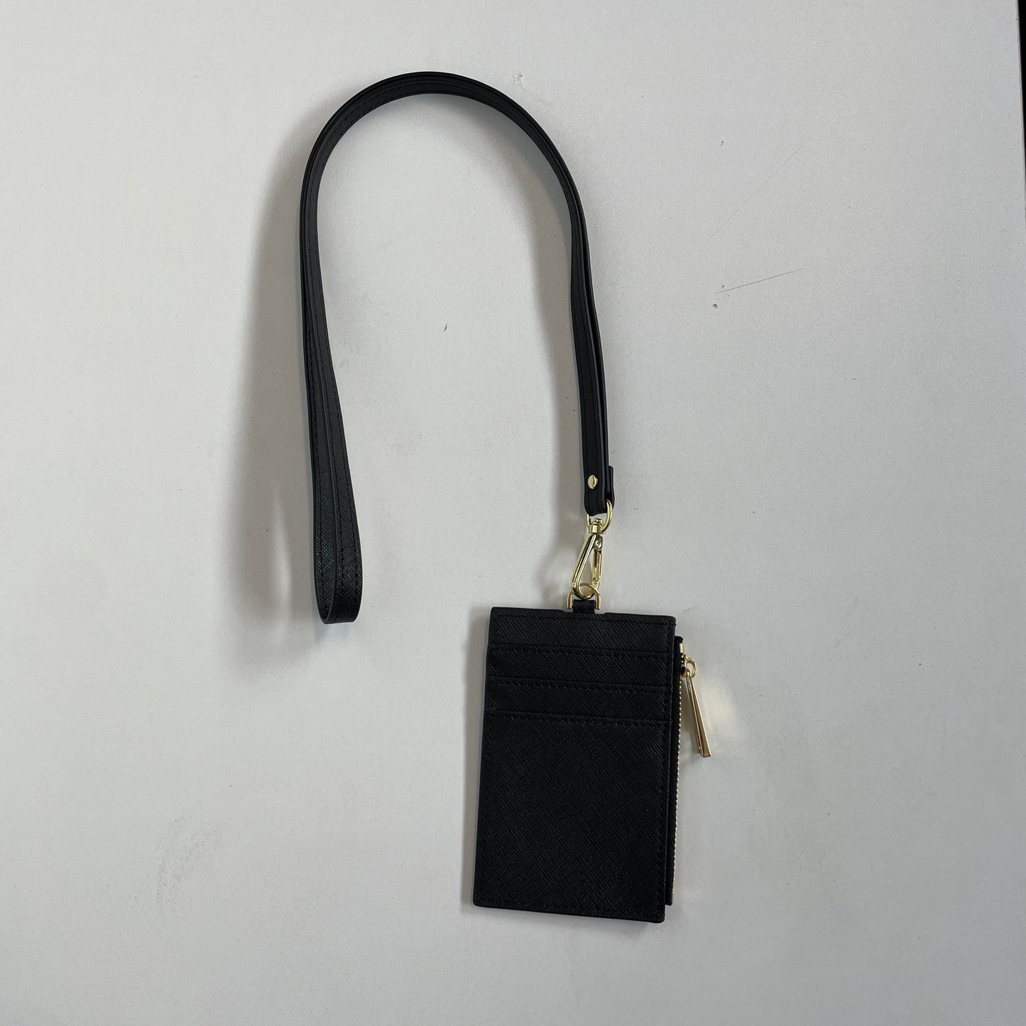 EMBOSSED SAFFIANO CARD HOLDER LANYARD