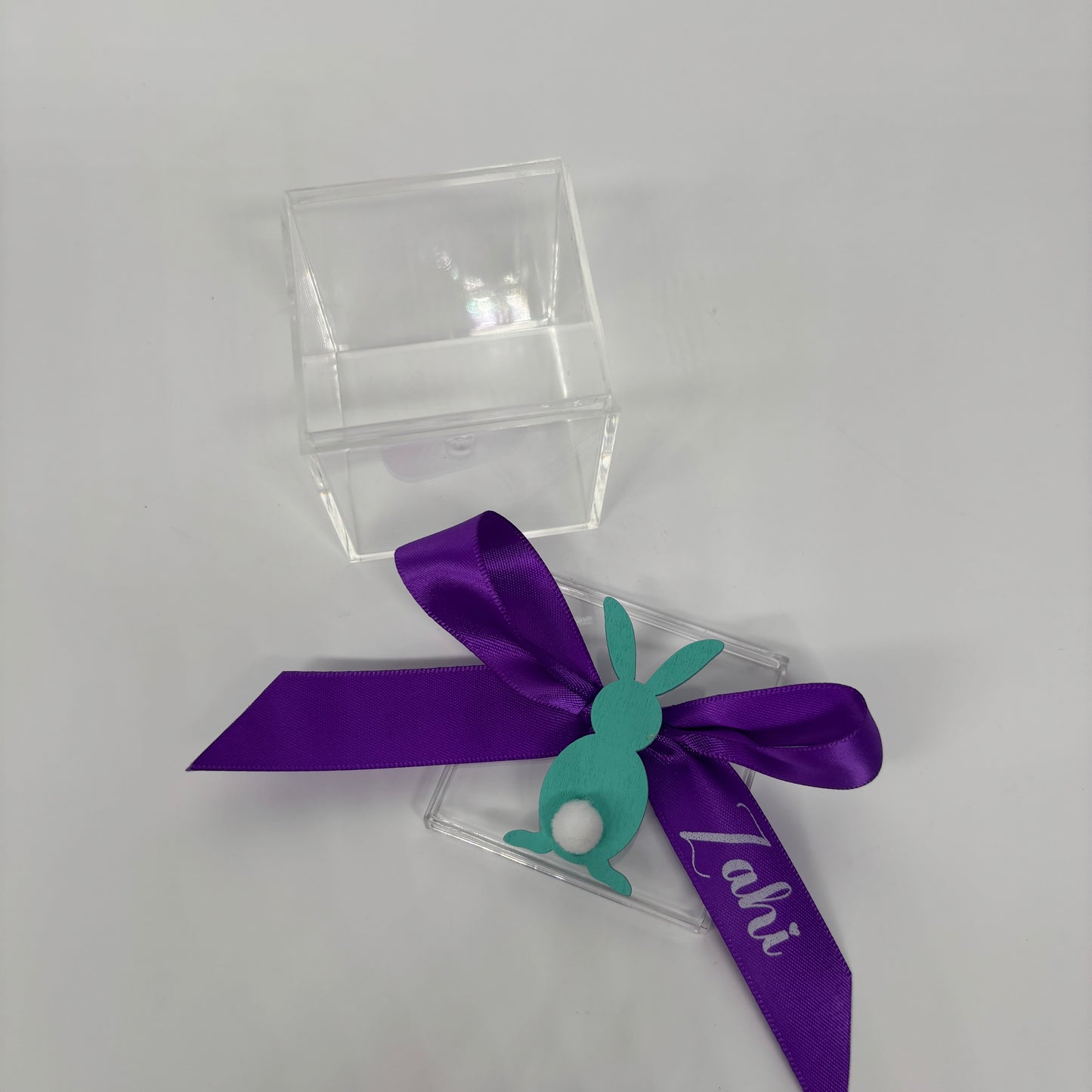 Easter Egg Container with Personalised Bow and Chicken or Bunny ( Eggs Not Included )