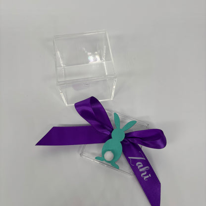 Easter Egg Container with Personalised Bow and Chicken or Bunny ( Eggs Not Included )