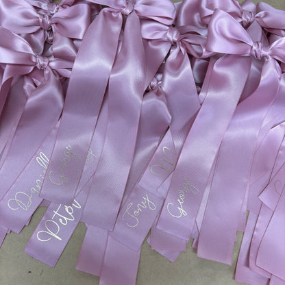 CUSTOM PRINT RIBBON 38MM PLACE CARD BOWS STYLISH FONT