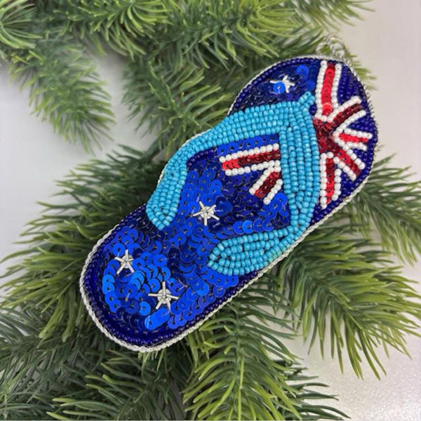 AUSTRALIAN FLAG THING BEADED CHRISTMAS TREE ORNAMENT