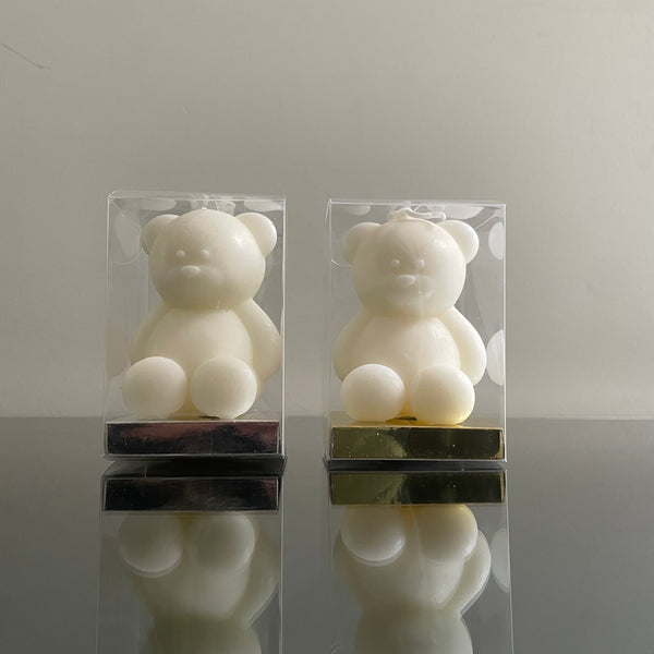 OFF WHITE TEDDY BEAR CANDLE FAVOR
