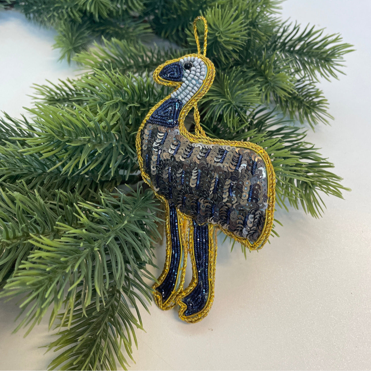 EMU BEADED CHRISTMAS ORNAMENT