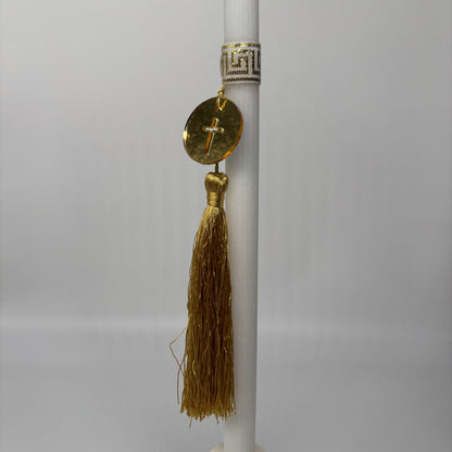 Greek Key Gold Tassel Gold Cross Easter Palm Sunday Candle Lambatha Orthodox Easter