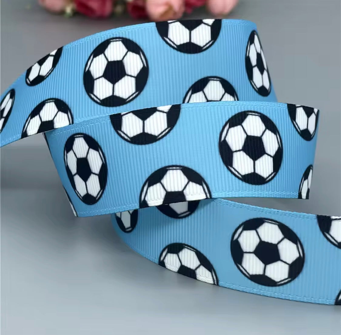SOCCER RIBBON 25MM GROSGRAIN SOLD BY THE METRE
