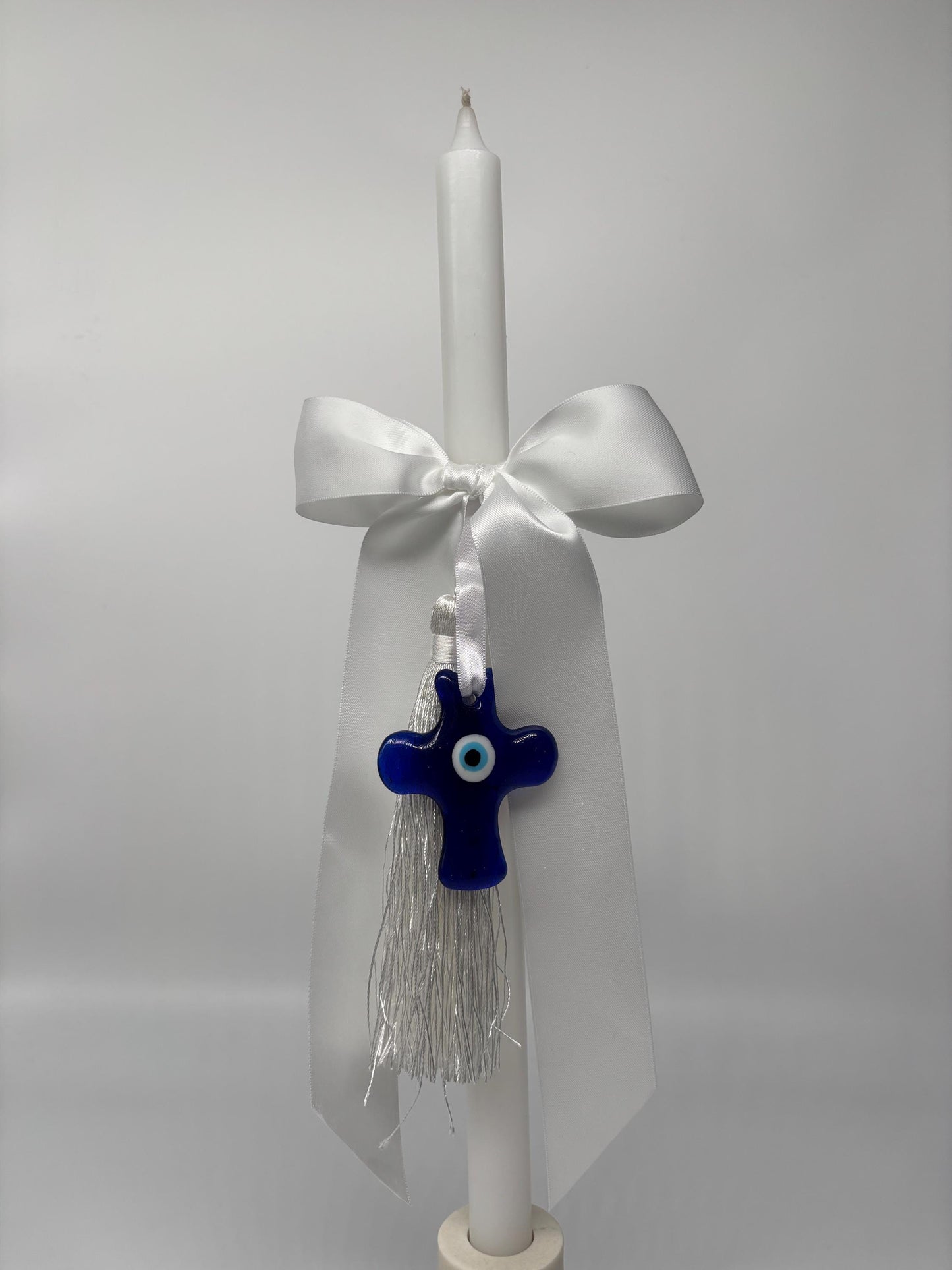 Evil Eye Cross and White Easter Palm Sunday Candle Lambatha Orthodox Easter Lambatha