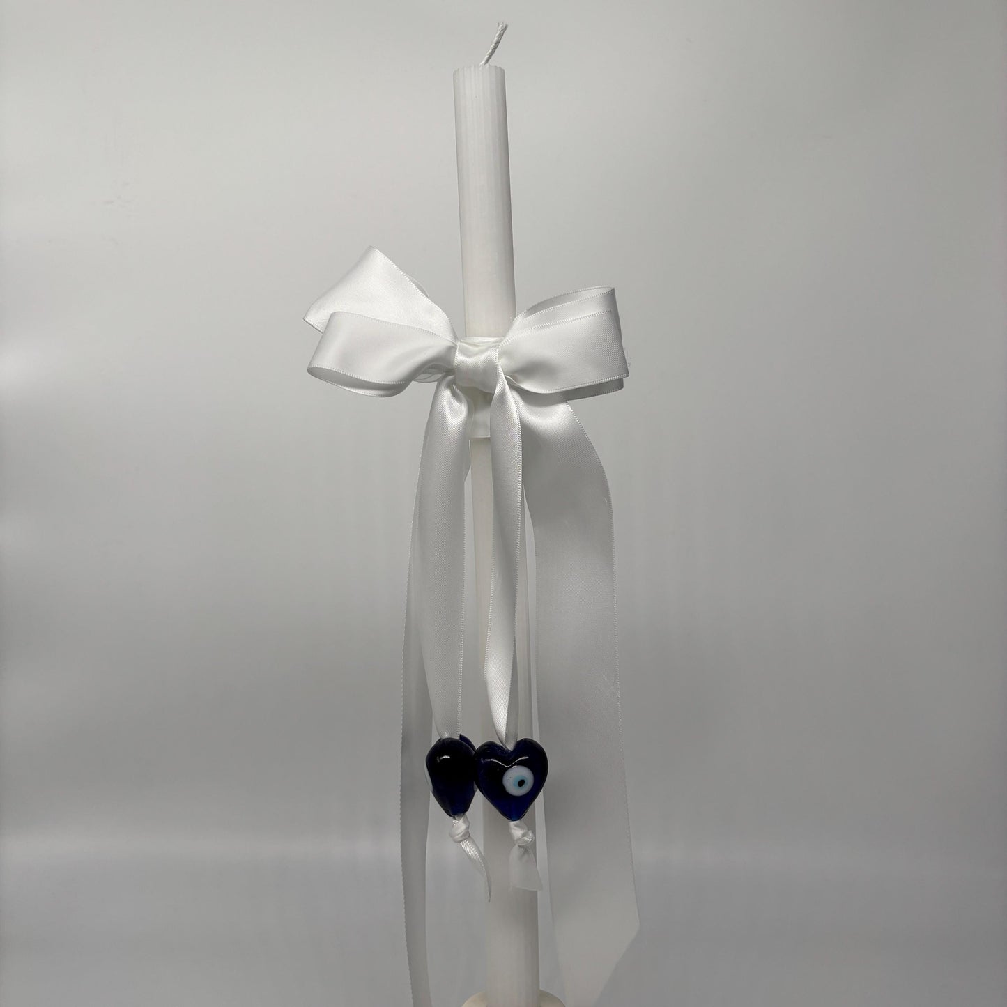 Evil Eye Hearts and White Easter Palm Sunday Candle Lambatha Orthodox Easter Lambatha