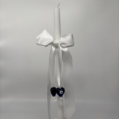 Evil Eye Hearts and White Easter Palm Sunday Candle Lambatha Orthodox Easter Lambatha