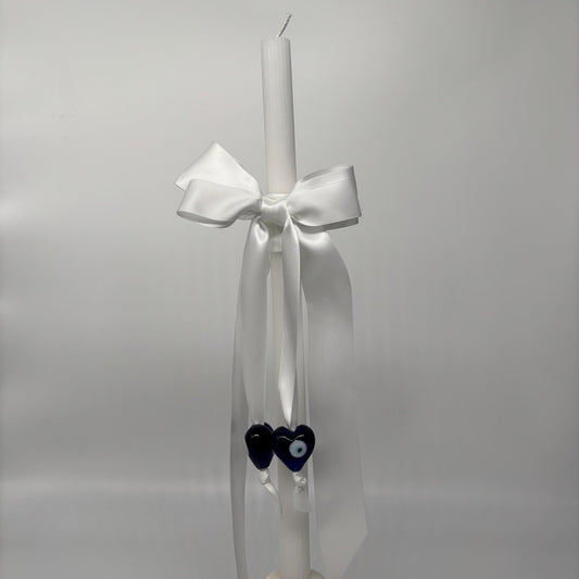 Evil Eye Hearts and White Easter Palm Sunday Candle Lambatha Orthodox Easter Lambatha