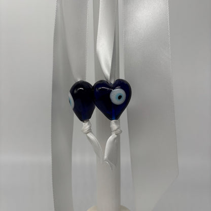 Evil Eye Hearts and White Easter Palm Sunday Candle Lambatha Orthodox Easter Lambatha