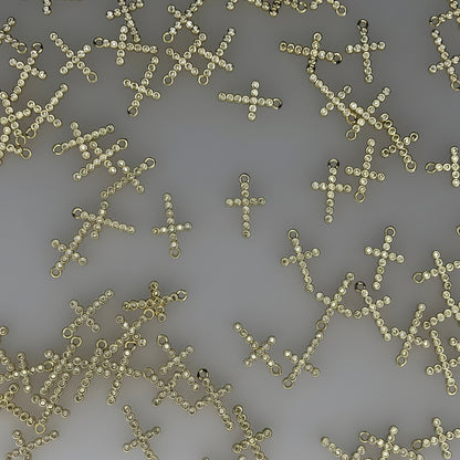 GOLD CRYSTAL CROSS CHARM PENDANT