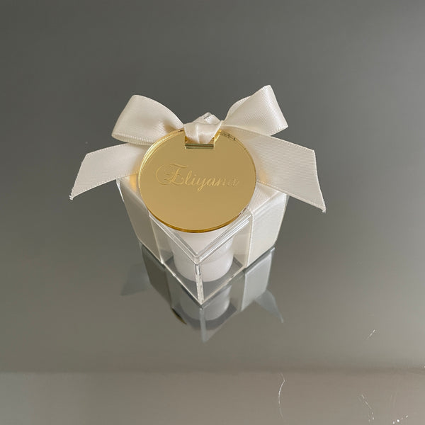 WHITE MINI BUBBLE CANDLE WITH TAG FAVORS