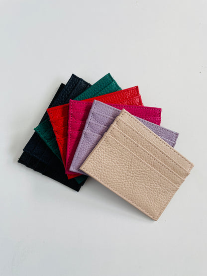 EMBOSSED PEBBLE LEATHER CARD HOLDER & KEY CHAIN SET