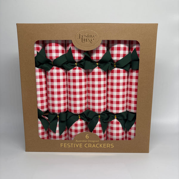 FESTIVE LUXE NO PLACE LIKE HOME SET OF 6 CHRISTMAS CRACKERS BOXED