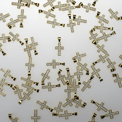 GOLD CRYSTAL CROSS CHARM PENDANT