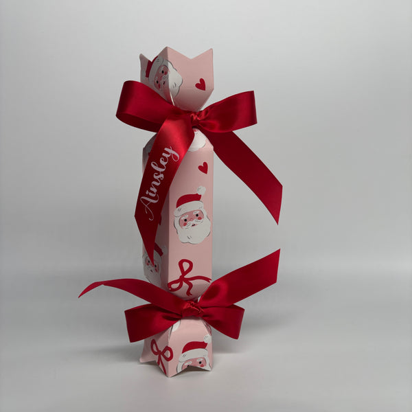 PERSONALISED CHRISTMAS CRACKERS SANTA & BOWS