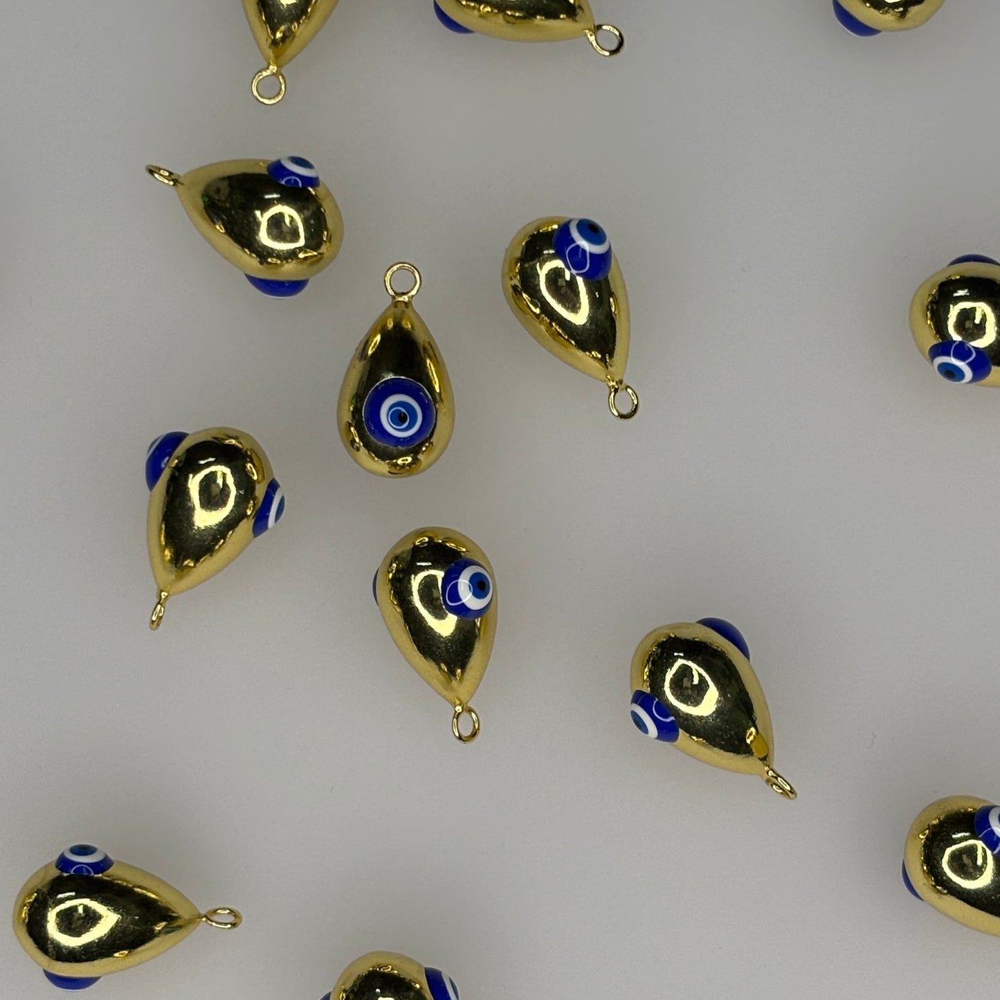 GOLD DROP NAVY EVIL EYE CHARM PENDANT